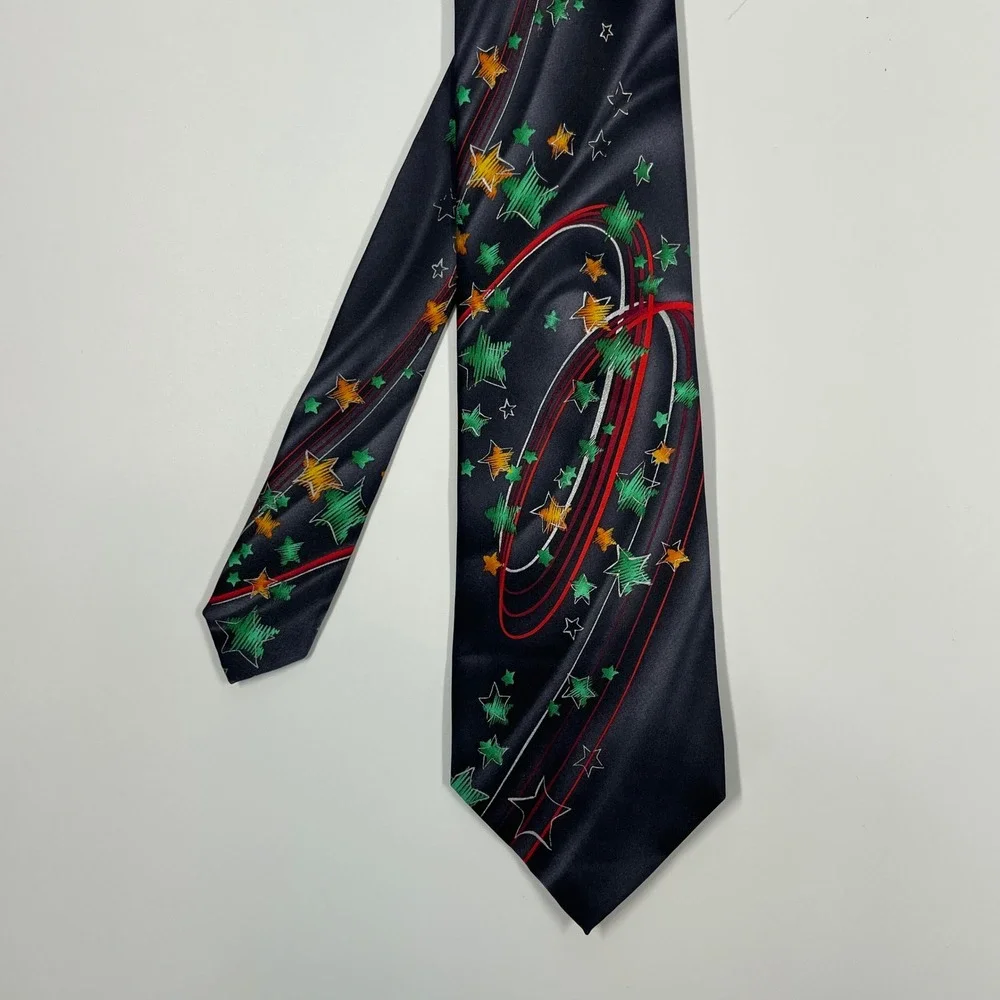J. Garcia Black New York at Night Star Silk Necktie Mens OS